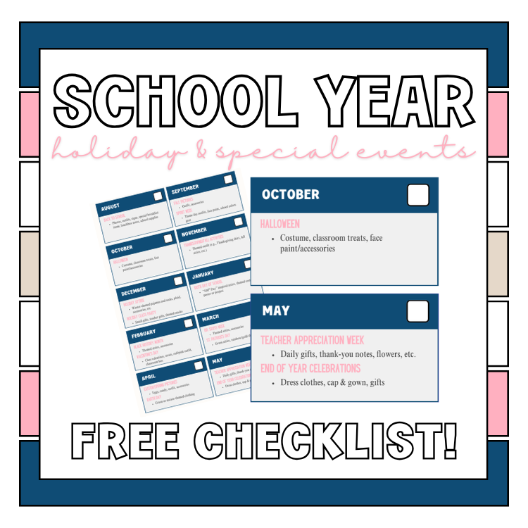 School Year Holiday & Special Events Checklist